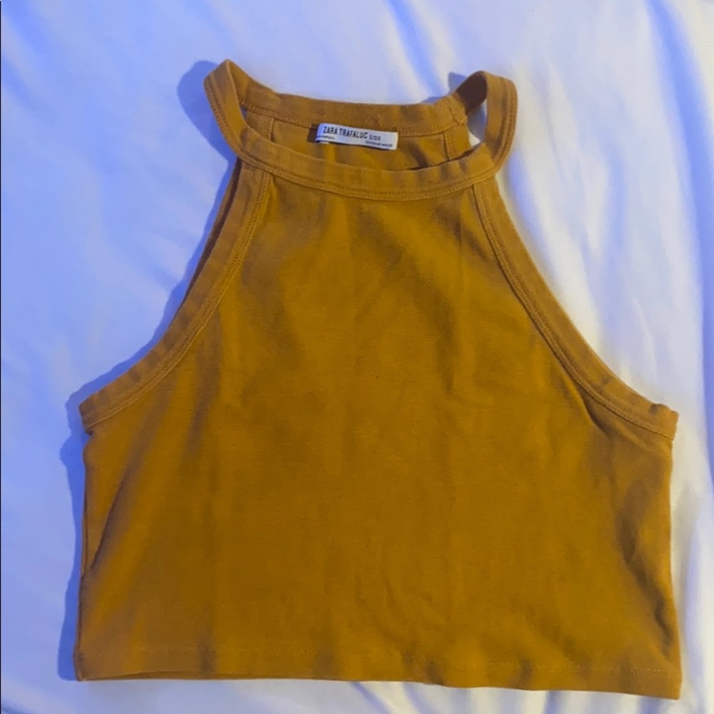 Zara Trafaluc Yellow Halter Crop Top